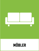 Återvinningsskyltar - Källsorteringsskyltar - Returskyltar - Återbruk - Möbler