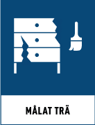 Återvinningsskyltar - Källsorteringsskyltar - Returskyltar - Byggavfall - Målat trä