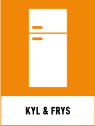 Återvinningsskyltar - Källsorteringsskyltar - Returskyltar - Elektronikavfall - Kyl och frys