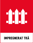 Återvinningsskyltar - Källsorteringsskyltar - Returskyltar - Farligt avfall - Impregnerat trä