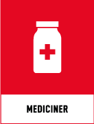 Återvinningsskyltar - Källsorteringsskyltar - Returskyltar - Farligt avfall - Mediciner