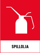 Återvinningsskyltar - Källsorteringsskyltar - Returskyltar - Farligt avfall - Spillolja