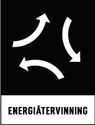 Återvinningsskyltar - Källsorteringsskyltar - Returskyltar - Rest efter sortering - Energiåtervinning (tidigare kallad brännbart)
