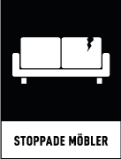 Återvinningsskyltar - Källsorteringsskyltar - Returskyltar - Rest efter sortering - Stora möbler (tidigare kallad stort brännbart)