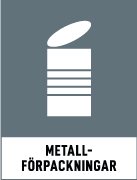 Återvinningsskylt - Källsorteringsskyltar - Returskyltar - Metallförpackningar