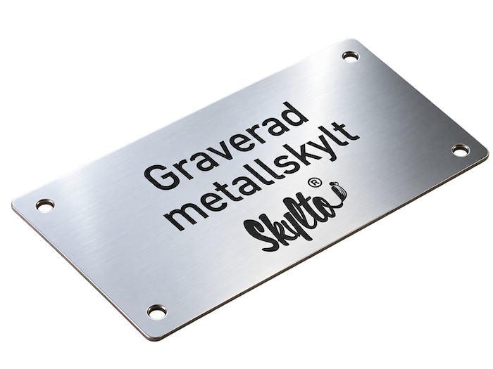 Lasergraverade metallskyltar i rostfritt stål