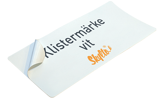 Vita klistermärken, dekaler och stickers med eget tryck.