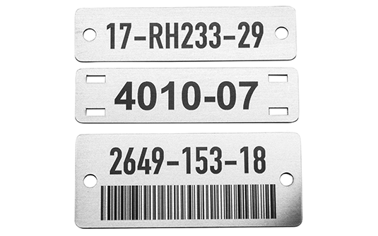 Billiga lasergraverade metallskyltar i rostfritt syrafast stål.